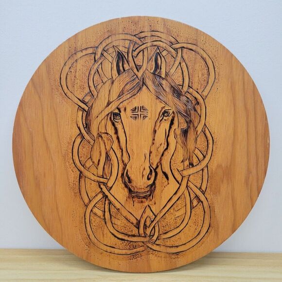 Other - Celtic Horse Pyrography Wall Art – Hand-Burned Wood Plaque